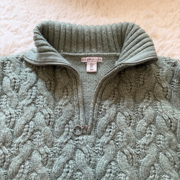 Sincerely Jules Mint Cable Knit Cowl Sweater - Picture 4 of 6